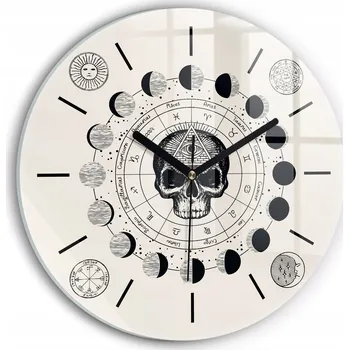 Hodiny Moderní skleněné nástěnné hodiny s potiskem Fáze měsíce kulatý průměr 30 cm