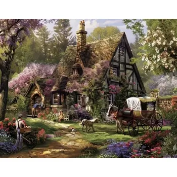 Diamantové malování vytvarnehracky.cz Diamantový obrázek - venkovská chalupa 30 x 40 cm