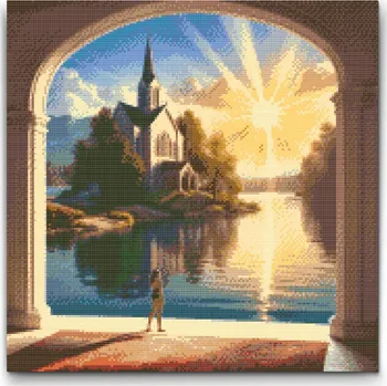 Diamantové malování Diamantové malování - Dopadající sluneční paprsky 1 Velikost: 50x50cm, Rámování: Pouze srolované plátno, Diamanty: Čtvercové