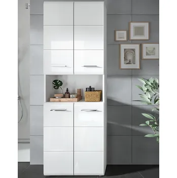 Koupelnový nábytek Vysoká skříňka s přihrádkou Ice, bílá lesk