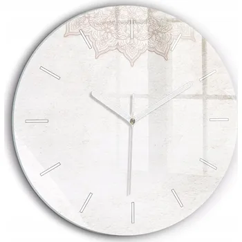 Hodiny Skleněné foto hodiny na zeď Dekorativní vzor bílé ručičky kulatý průměr 60 cm