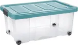 Úložný box s klipem a kolečky PUZZLE 43 l transp/modrá