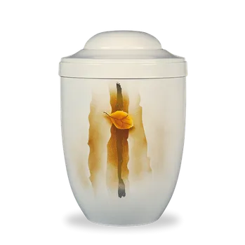 Smuteční dekorace Kovová urna Alvoria - Krémová/List