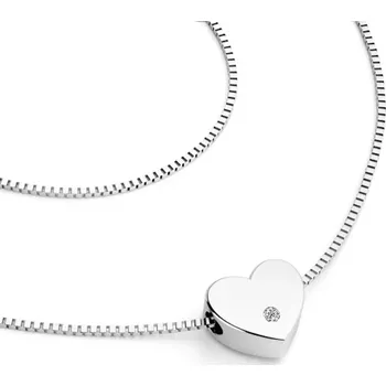 Náhrdelník Dámský náhrdelník bílé zlato 585/1000 přírodní diamant 0.012 ct G/SI srdce 10979-NH01-B-DIA délka 45 cm