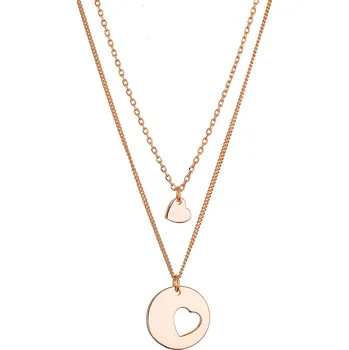 Náhrdelník Evolution Group Pozlacený stříbrný set náhrdelníků pro maminku a dceru 62047 rose gold