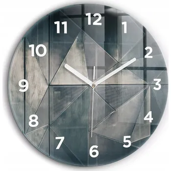 Hodiny Nástěnné hodiny Kovová abstrakce trojúhelníky bílé ručičky kulatý průměr 60 cm