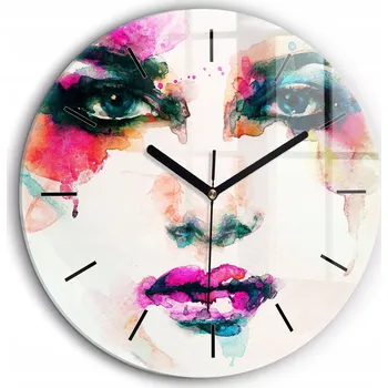 Hodiny Nástěnné hodiny Abstraktní ženská tvář kulatý černé ručičky průměr 60 cm