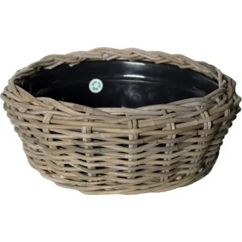 Ratanový koš Kubu 46x18 cm s plastovým vkladem, šedohnědý