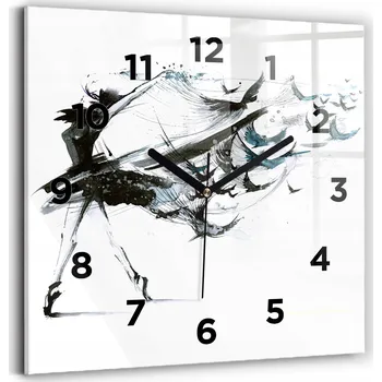 Hodiny Skleněné hodiny s motivem Tiché Klasické Nástěnné Žena tančící balet