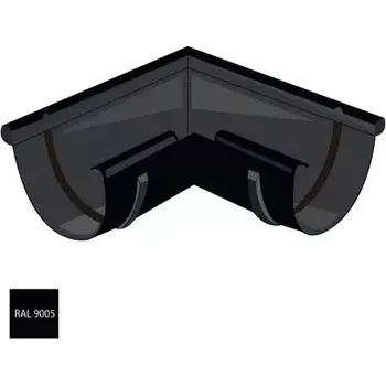 okap Vnější roh žlabu 250 mm pozink RAL 9005 černá barva