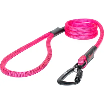 Vodítko pro psa Tamer Lanové vodítko KLASIK TWIST střední pes | Růžové neon s khaki černým prošitím Délka: 115 cm