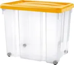 Úložný box s kolečky PUZZLE 80 l transparent/oranžová