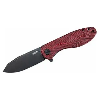 Kubey KU358A Master Chief vreckový nôž 8,7 cm, čierna, červená, G10, damašek, spona