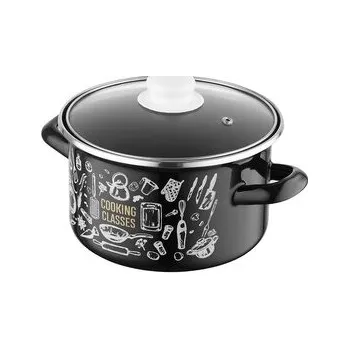 HRNEC SMALTOVANÝ S POKLIČKOU 18 CM 3L KITCHEN BLACK