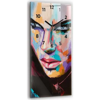 Hodiny Skleněné hodiny moderní velké nástěnné s grafikou tiché Portrét ženy 30x60