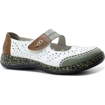 Dámské baleríny RIEKER 46363-90 white combi, dámská obuv vel.42