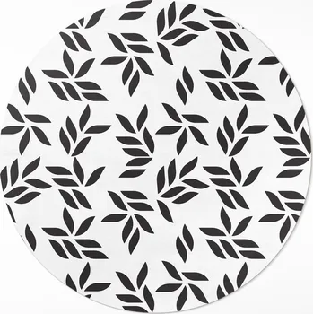 Koberec Dekorativní Kulatý Koberec z vinylu, průměr ⌀ 50 cm, minimalistický vzor listů