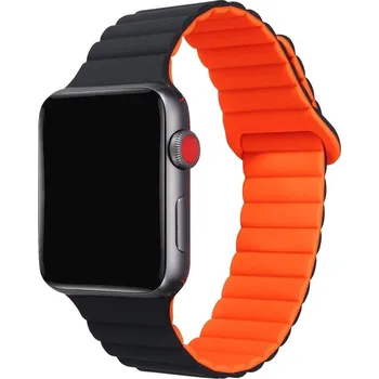 Řemínek Celly magnetický na Apple Watch 42/44/45 mm - černý/oranžový