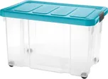 Úložný box s klipem a kolečky PUZZLE 60 l transp/modrá