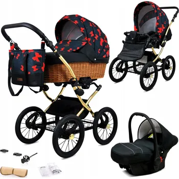 Kočárek Kočárek 3v1 BabyLux CLASSIC GOLD - sportovní verze, hluboká korba, autosedačka