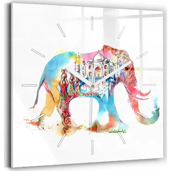 Hodiny Skleněné hodiny s motivem Indie, tichý mechanismus, loft styl, nástěnné 30x30 cm