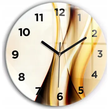 Hodiny Skleněné foto hodiny na zeď Abstrakce vlna černé ručičky kulatý průměr 60 cm