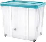 Úložný box s kolečky PUZZLE 80 l transp/modrá