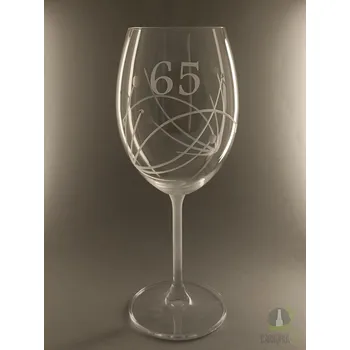 Sklenice Pískovaná sklenice na víno - 65 let s kamínky Swarovski