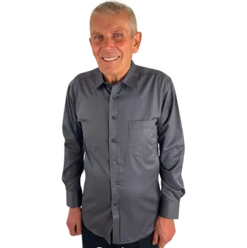 Pánská košile Pánská košile s dlouhým rukávem tmavě šedá vzč.62, ❗Objednávejte raději o číslo větší❗ Velikost: M