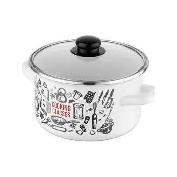 Hrnec HRNEC SMALTOVANÝ S POKLIČKOU 18 CM 3L KITCHEN WHITE