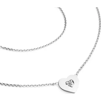 Náhrdelník Dámský náhrdelník bílé zlato 585/1000 přírodní diamant G/SI srdce 10874-NH01-B-DIA délka 40 cm