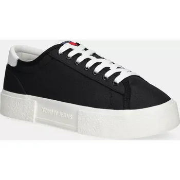 Pánské tenisky Sneakers boty Tommy Jeans FLATFORM CANVAS SNEAKER EN0EN02792 černá 99X, EUR 41