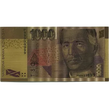 SLOVENSKO. 1000 korún 1999. Série A. Replika ve zlatě.