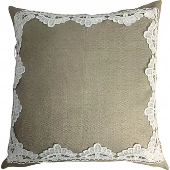 Povlak na polštářek Dekorativní povlak na polštář béžový s krajkou 40x40cm Lordes