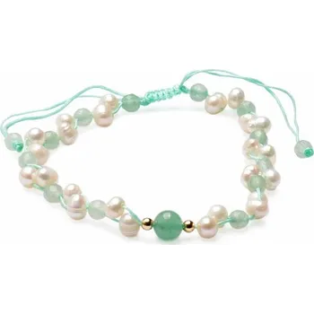 Náramek Avanturín broušený korálkový náramek s perličkami se Shamballa zapínáním obvod cca 16 až 25 cm