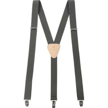 Kšandy Avantgard Šle Y s koženým středem a zapínáním na klipy - 25 mm, 867-902012, Grafitová, béžová kůže