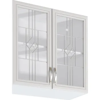 Obývací stěna Horní skříňka G80S se sklem, bíla/sosna Andersen, SICILIA