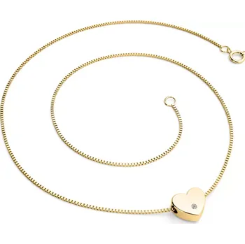 Náhrdelník Dámský náhrdelník žluté zlato 585/1000 přírodní diamant 0.012 ct G/SI srdce 10979-NH01-ZL-DIA délka 45 cm