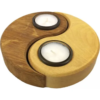 Svícen Svícen AMADEA Dřevěný svícen jin - jang, masivní dřevo,15x11,5x3 cm