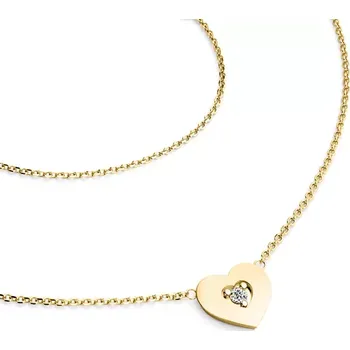 Náhrdelník Dámský náhrdelník žluté zlato 585/1000 přírodní diamant G/SI srdce 10874-NH01-ZL-DIA délka 42 cm