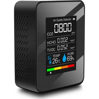 Bezpečnostní detektor 5 v 1 digitální měřič kvality vzduchu CO2 HCHO