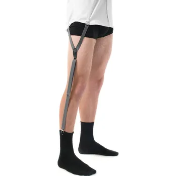 Kšandy Avantgard Pánské košilové podvazky Y s koženým středem z pravé kůže, 617-2123, Šedá, černá kůže