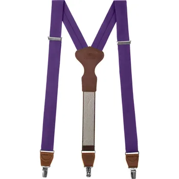 Kšandy Avantgard Látkové šle Y s koženým středem a zapínáním na klipy - 35 mm - v dárkovém balení, 878-983963, Fialová, tmavě hnědá kůže