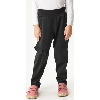 Dívčí kalhoty unuo Dětské softshellové kalhoty bez zateplení pružné Fantasy, Černá Velikost: 116/122