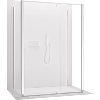 CERANO - Třístěnný sprchový kout Santini U L/P - 6 mm - chrom, transparentní sklo - 110x100x195 cm - pivotový