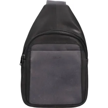Pánská aktovka Pánská kožená taška přes rameno Lagen Menson - černo-modrá