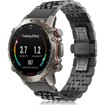 Řemínek na hodinky Kovový článkovitý Garmin QuickFit řemínek 22mm - Černý IR-AWGW-0609