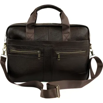 Kabelka Velká tmavě hnědá pánská kožená taška MILO na notebook a dokumenty SL45 MILO DARK BROWN 9023 Velikost: ONE SIZE