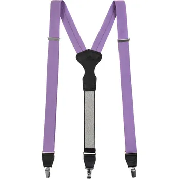 Kšandy Avantgard Látkové šle Y s koženým středem a zapínáním na klipy - 35 mm - v dárkovém balení, 878-981423, Lila, černá kůže