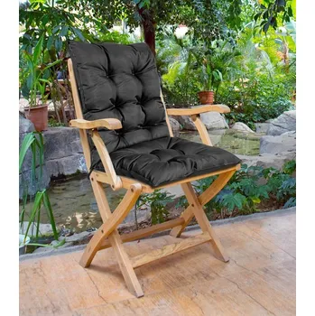 Podsedák Zahradní prošívaný podsedák na židli s opěrkou CALLUM color 01 černá 50x50x80 cm Mybesthome